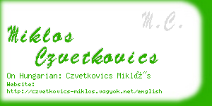 miklos czvetkovics business card